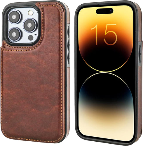 Compatible with iPhone 15 Pro Wallet Case with Card Holder, PU Leather Kickstand Card Slots Case, Double Magnetic Clasp and Durable Shockproof Cov...