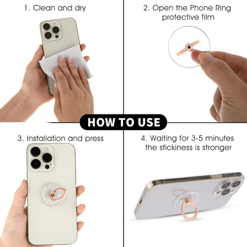 Transparent Phone Ring Holder Grip Cell Phone Ring Holder Finger Kickstand 360° Degree Rotation Clear Phone Ring Stand for Cell Phone Tablet Case ...
