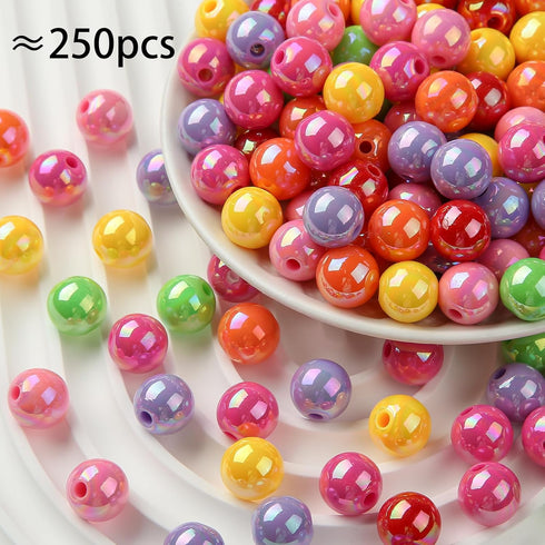 12mm Acrylic Beads Rainbow Colors Beads Ab Color Beads Round Bubble Beads for DIY Craft Jewelry Necklace Making (ab-Rainbow)...