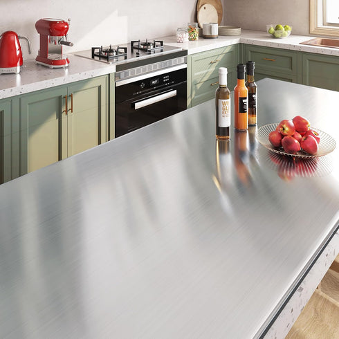 Livelynine Brushed Nickel Peel and Stick Wallpaper Silver Stainless Steel Contact Paper for Appliances Dishwasher Fridge Refrigerator Wrap Cover A...