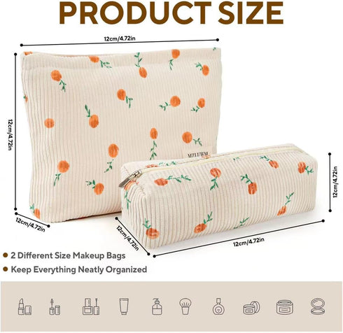 Makeup Bag, Cosmetic Bags for Women, Large Capacity Make up Bag and Brush Storage Bag,Corduroy Makeup bag Set,Aesthetic Women Handbags Purses, Tra...