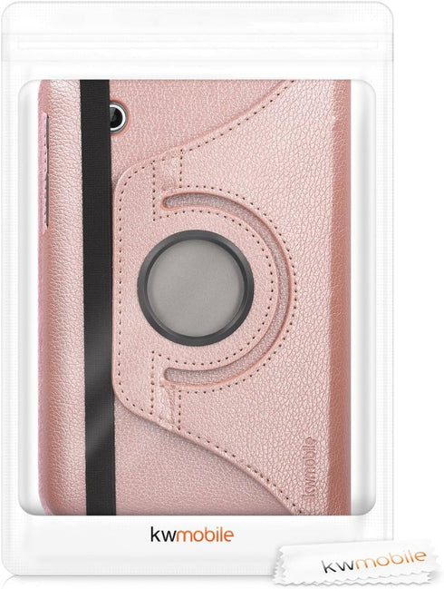 kwmobile Rotating Case Compatible with Samsung Galaxy Tab 2 7.0 P3110 / P3100 - Case PU Leather Tablet Cover with Stand - Rose Gold...