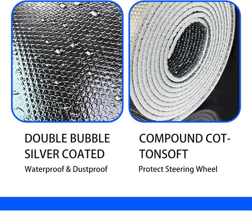 1 Pack Car Steering Wheel Sun Shade Cover, 18.11In x 18.11In Foldable Reflective Thicken Steering Wheel Heat Insulation Cover, Universal Reused Wa...