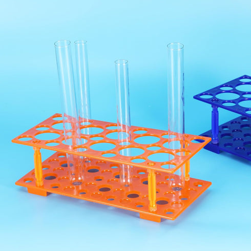 PATIKIL 25 Wells Tube Rack, 2 Pcs Vial Rack Double Layer Multifunction Centrifuge Tube Holder for Microcentrifuge Tubes 10/15/50ml, Blue...