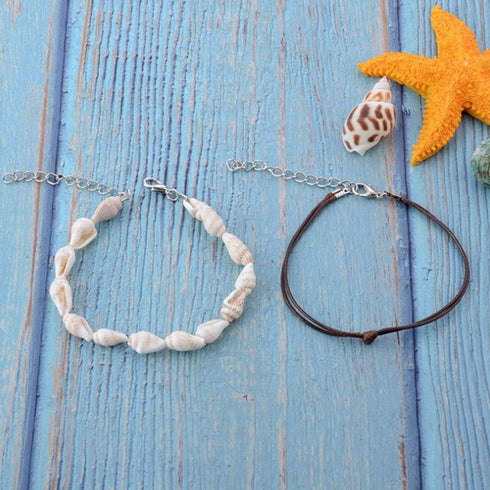 Xerling Seashell Anklet Natural Cowrie Shell Ankle Bracelet Beach Barefoot Chain for Women Girls Layered Sandals Bracelet Summer...