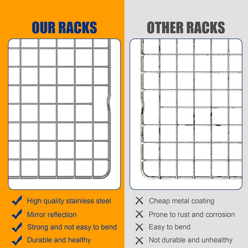 2PCS Cooling Racks for Cooking and Baking - 10" x 15"Heavy Duty Stainless Steel Wire Rack for Baking, Grilling, Roasting - Oven & Dishwasher Safe ...