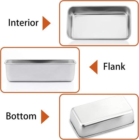 P&P CHEF 9 inch Loaf Pan, Stainless Steel Bread Baking Pan, Metal Bakeware For Bread Cake Toast Meatloaf Lasagna, Healthy & Non Toxic, Brushed Sur...