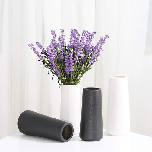 VanEnjoy 7" Desktop Minimalist Black Ceramic Vases Home Office Decoration Frosting Finish Vase (Medium Plain)...