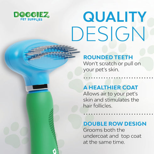 Double Row Dog Rake Deshedding Comb for Matted Hair - Top Fur & Undercoat Deshedding Brush for Dogs & Cats, Long Hair & Short - Undercoat Rake Bru...