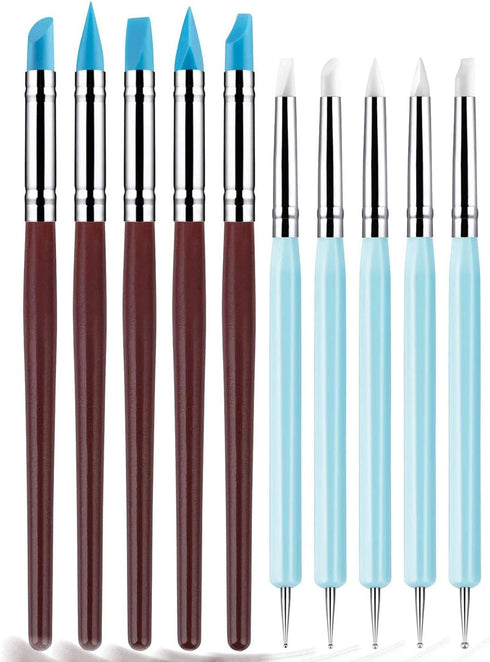 Yagugu Silicone Clay Sculpting Tool - 10Pcs Modeling Dotting Tool for Pottery Craft, Rock, Nail, Blending, Drawing...