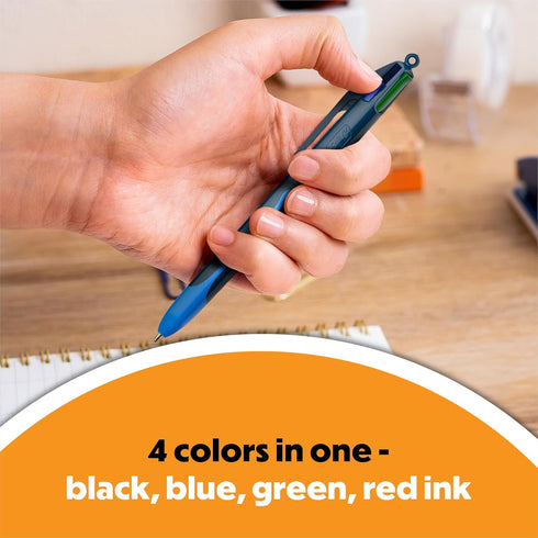 BIC 4-Color Smooth Retractable Ballpoint Pens, Medium Point (1.0mm), 3-Count Pack, Colored Pens with Long-Lasting Ink...