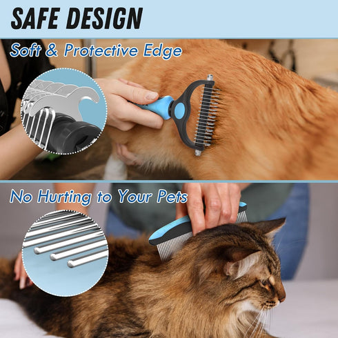 Pet Grooming Brush and Metal Comb Combo, Cat Brush Dog Brush for Shedding, Undercoat Rake for Dogs Grooming, Dematting Deshedding Brush Dogs Shedd...