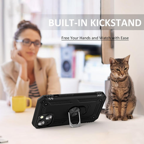 Phone Case for 13 iPhone Case iPhone 13 Phone Case for Men Heavy Duty Armor Case with Kickstand and Ring for iPhone 13 - Black......