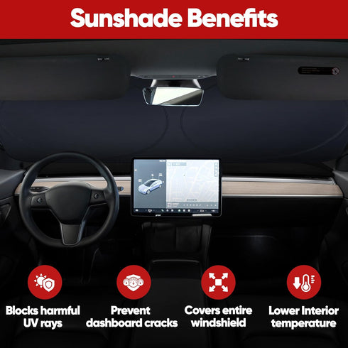 FORTEM Car Sun Shade for Windshield, Reflective Windshield Sunshade, 240T Polyester, Automotive Interior Sun Protection, Ultimate Heat and UV Shie...