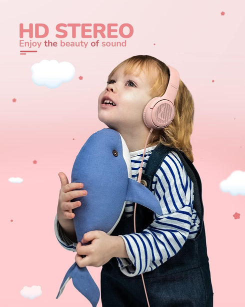 Kids Headphones with Microphone Foldable Stereo Tangle-Free 3.5mm Jack Wired Cord On-Ear Headset for Children/Teens/Boys/Girls/Smartphones/School/...