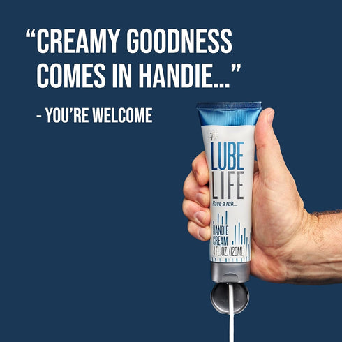 Lube Life Handie Cream, Water-Based Lube for Men and Couples, Made with Natural Ingredients, Creamy Texture, 4 Fl Oz...