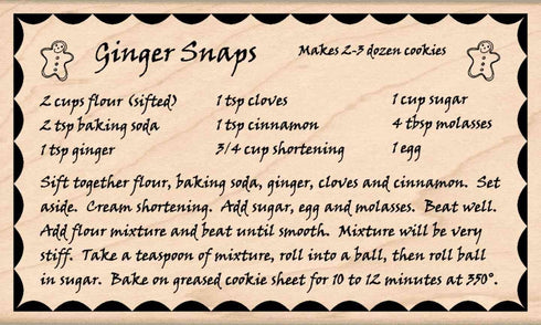 Stamps by Impression Ginger Snap Recipe Rubber Stamp...