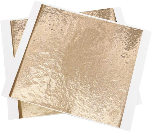 Imitation Gold Foil Sheets - KINNO Champagne Gold Leaf Paper 100 Sheets 5.1 by 5.3 Inches for Paintings, Handcrafts, Picture Frames, Sculpture, Fu...