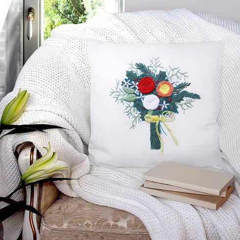 3pcs Embroidery Starter Kit for Beginners Floral Embroidery Kit DIY Material Package with 20cm Bamboo Embroidery Hoop......