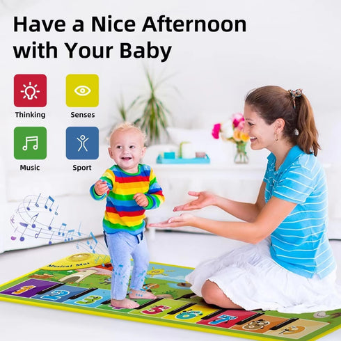 Baby Piano Mat with 26 Music Sounds - A Musical Keyboard Floor Playmat, 40" Electronic Music Animal Touch Play Blanket, Funny Xmas Gift Toy for 1 ...