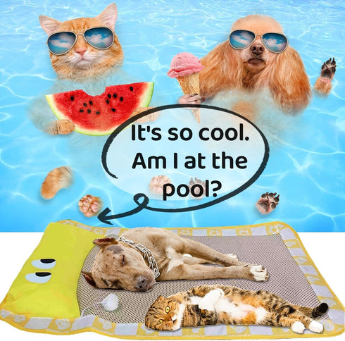 Dog Cooling Mat, 30"x20" Pets Cooling Rattan Pad for Dog and Cat with Pillow, Sleeping Pad & Cool Bed Mat use in Crate, Kennel, Bed, Sofa, Durable...