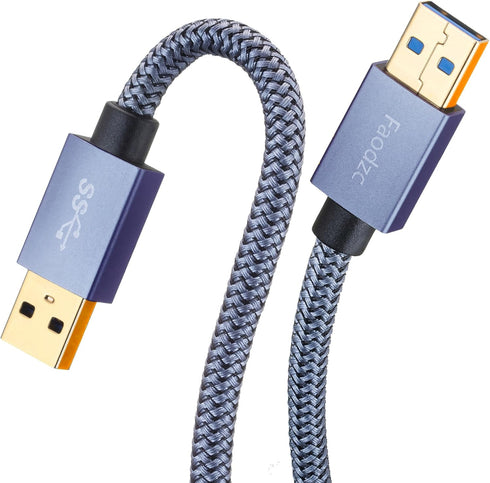 6 ft USB 3.0 A Male to A Male Cable,USB 3.0 to USB 3.0 Cable Nylon Braid USB Male to Male Cable Double End USB Cord Compatible with Hard Drive Enc...