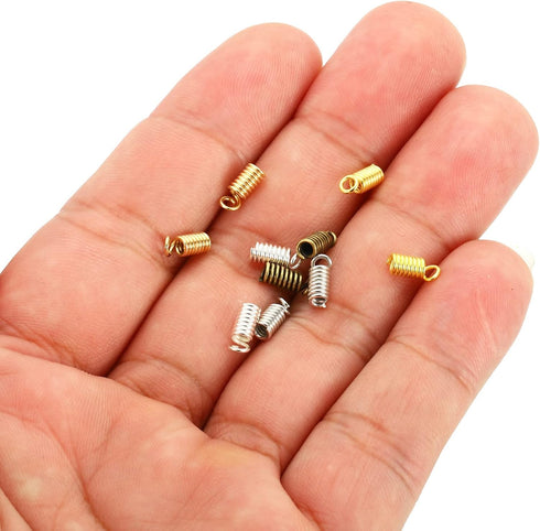 PATIKIL Cord End Caps, 100Pcs 3x7mm Metal Spring Coil End Tips Crimp Terminators Caps for Jewelry Making Bracelets Necklace DIY Crafting, Rose Gol...