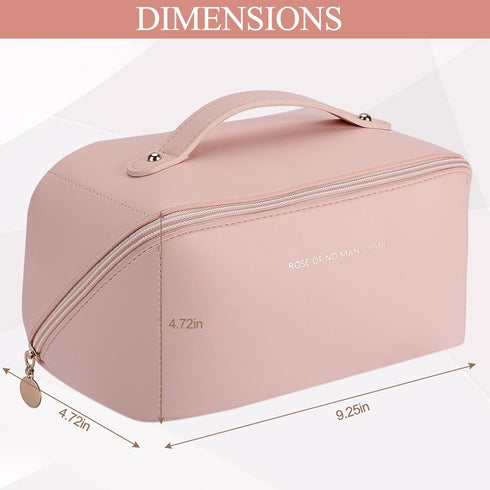 Large Capacity Travel Cosmetic Bag for Women Makeup Bag Travelling Waterproof Portable PU Leather Makeup Organizer Travel Toiletry Bag with Handle...