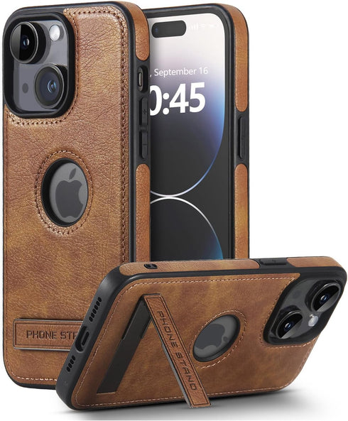 Leather case for iPhone 15 Plus Case, Thin Flexible Soft Grip Luxury Cover, Protective Slim with Kickstand Shockproof Phone Cases Compatible with ...
