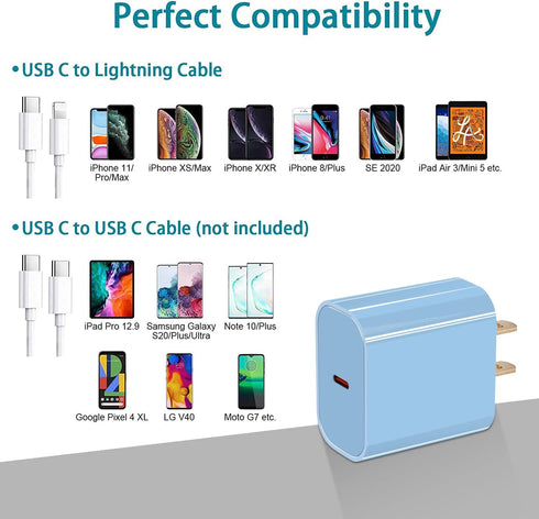 iPhone Charger Block,20W PD Power Adapter Fast Charging Block Compatible with iPhone 13 12 11 Pro/Pro Max,SE/X/XS,Samsung Galaxy S20 S10 S9 A01 A1...