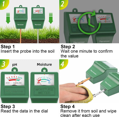 Kensizer Soil Tester, Soil Moisture/pH Meter, Gardening Farm Lawn Test Kit Tool, Digital Plant Probe, Water Hydrometer for Indoor Outdoor, No Batt...
