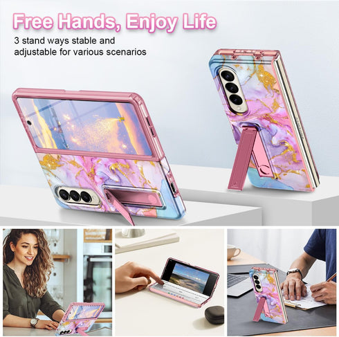 Btscase for Samsung Galaxy Z Fold 4 Case, Built-in Screen Protector with Adjustable Magnetic Kickstand, Full Body Dual Layer Rugged Shockproof Pro...