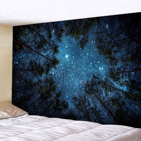 Llamazing Forest Tapestry Home Decor Landscape Tapestry Living Room Bedroom Decoration Tapestry Magic Tapestry Curtain (Looking Up at The Stars, 9...