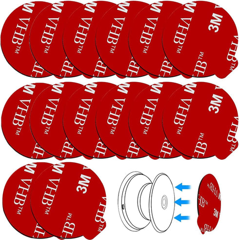 14 Pack 3M Very High Bond Sticky Adhesive Replacement Compatible with Socket Mount Base VHB Sticker Pads for Collapsible Grip & Stand (Red)...