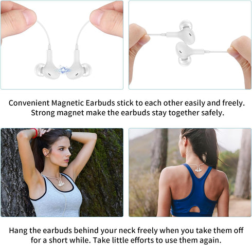 USB C Headphones Magnetic Wired Earbuds Stereo in-Ear Type C Earphones with Microphone Volume Control Noise Isolation for Samsung S24 S23 FE S22 U...
