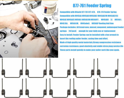 877-761 Feeder Spring Compatible with Hitachi NV45AA NV45AB NV45AB2(S) NV45AE N NV50AP2 NV45AB2 NV50A1 NV50AP Coil Roofing Nailers (10/Pack)...