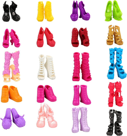 Barwa 10 Pairs Doll Shoes Accessories for Doll Fashion High Heels Sandals Boots Shoes Pack...