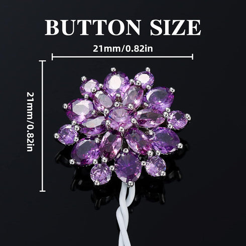 2 Pcs Sliver Rhinestone Buttons Crystal Embellishments for Clothing Jewelry Making DIY Decoration Bottons for Sewing Crafts Wedding Bridal (Purple...