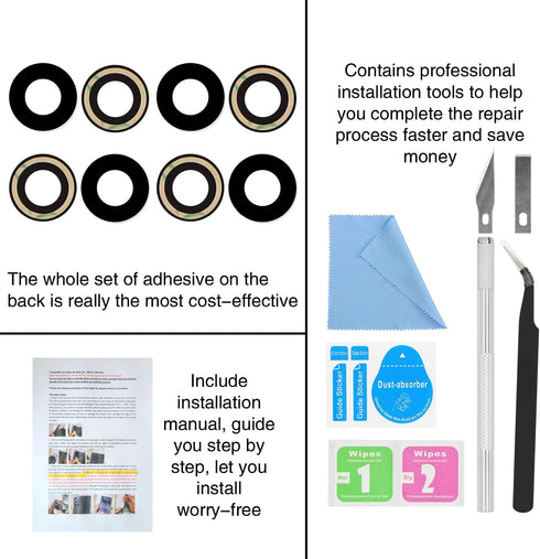 2PCS ASDAWN Back Rear Camera Lens Glass Replacement for iPhone 14 and 14 Plus Camera Glass Lens Replacement with Pre-Installed Adhesive + Repair T...