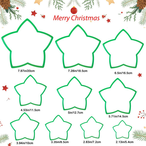KAISHANE 10pcs 3D Christmas Tree Cookie Cutter Set-Star Cookie Cutters XMAS Decoration fondant donut Cookie cutters kit for Christmas Tree gift co...