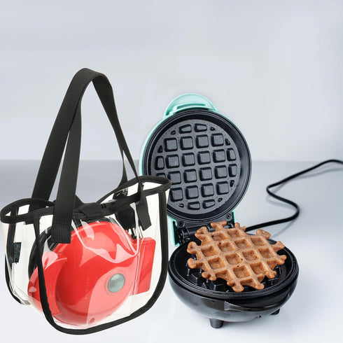 Beautyflier Carrying Bag Compatible with DASH Mini Waffle Maker 4 Inch, Storage Bag for Mini Waffle Maker, Portable Clear Organizer Bag for Who Lo...