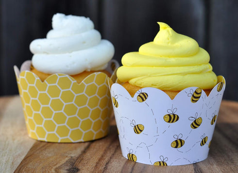 Honey Bee Cupcake Wrappers for Gender Reveal, Birthday Parties, Bridal Showers, Baby Showers, or Backyard Summer gatherings. Set of 24 Honey Bee S...