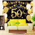 Saliyaa 7x5ft Happy 50th Birthday Backdrop,Happy Birthday Party Decoration, Black Gold Birthday Sign Poster Photo Booth Backdrop Background Banner...