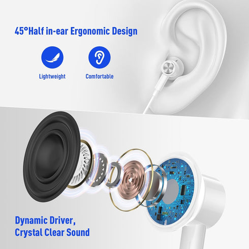USB Headphone for PC Laptop Magnetic Wired Earbuds Computer Headset with Microphone Control Mute Mic Lightweight Noise Canceling in-Ear Corded Gam...