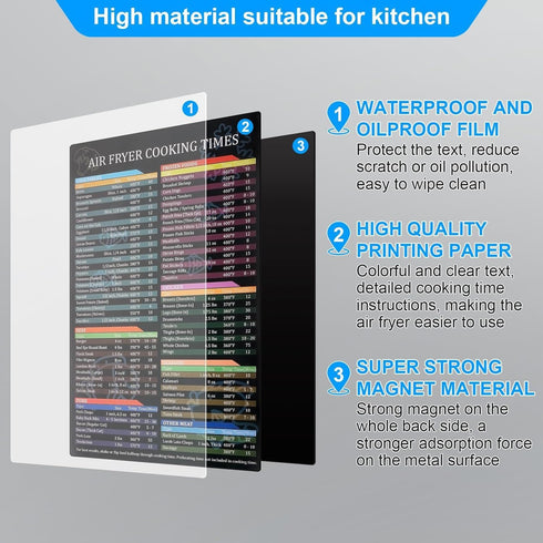 Air Fryer Cheat Sheet Magnetic Air Fryer Cooking Times Chart Magnet Cheat Sheet Set Air Fryer Accessories Cook Book Recipe Card Meat Temp Guide fo...