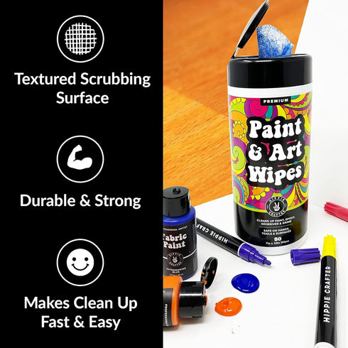Paint & Art Wipes Paint Remover Wipes Cleaner Epoxy Glue Stains Latex, Acrylic Hand Cleaner and Plastic, Metal or Wood Surfaces, Floors, Brushes, ...