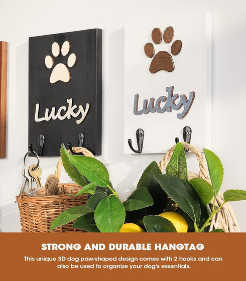 ANZOME Dog Leash Holder for Wall Decorative - Dog Leash Holder - 3D Dog Claw Key Holder Wall Mount Decor with 2 Hooks for Key and Leash Rack Hange...