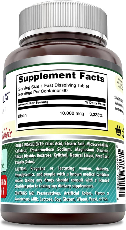 Amazing Formulas Biotin 10,000 mcg | Fast Dissolve Tablets | Non-GMO | Gluten Free Supplement | Made in USA (Strawberry | 60 Count)...