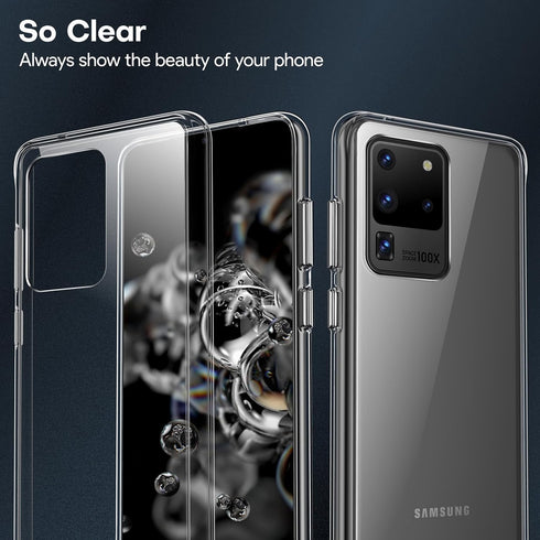 Rayboen for Samsung Galaxy S20 Ultra Case with 2X Soft Screen Protector, Crystal Clear Hybrid Designed Protective Shockproof Slim Phone Cover for ...