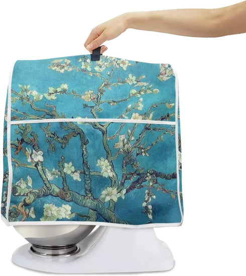 Almond Blossoms Tree Oil Painting Mixer Cover Dustproof Washable Mixer Cover Protection with Handle Pockets Home Kitchen Appliance Cover Stain Res...